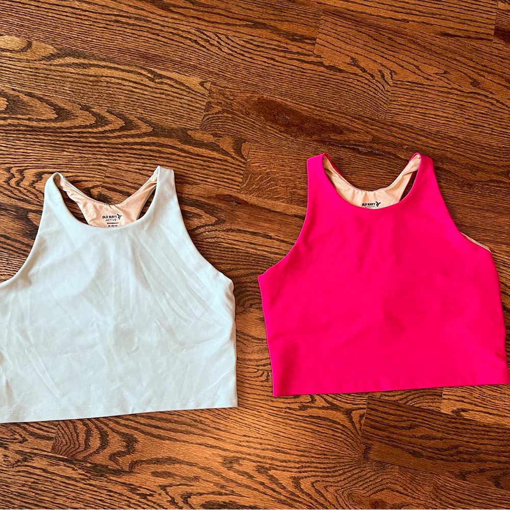 Old Navy, Bright Pink and Light Green Crop Tops
